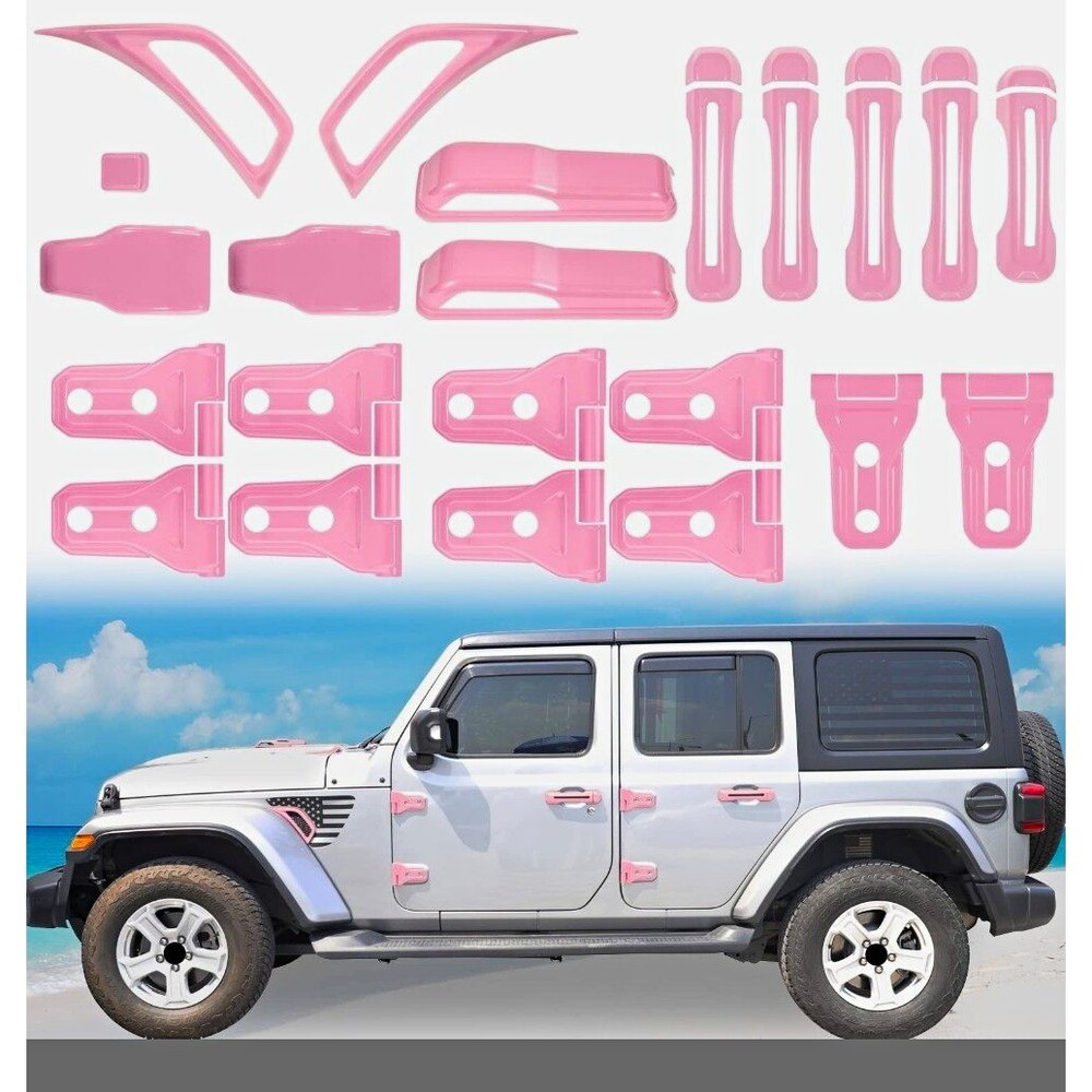 Pink Exterior Trim Kit Hinge Door Handle Cover Jeep Wrangler JL JLU 2018-2023